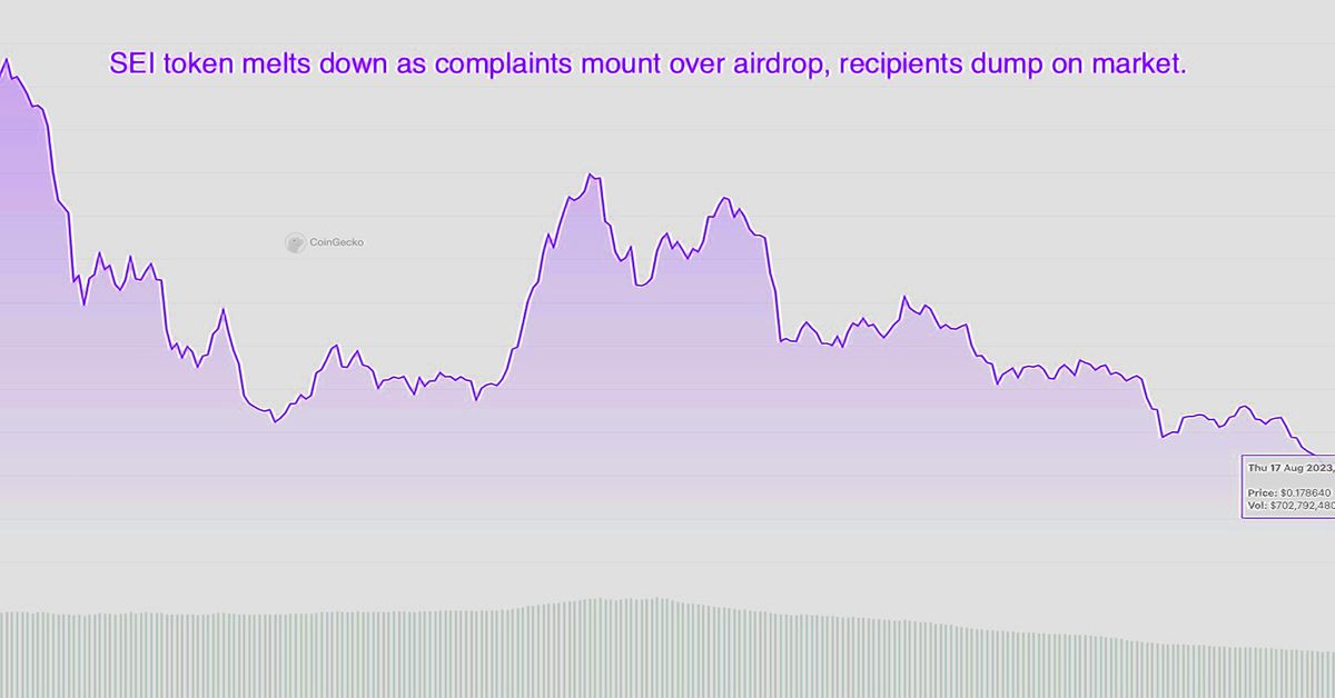 Just-Launched Sei Blockchain's New Token Plunges 24% After Airdrop