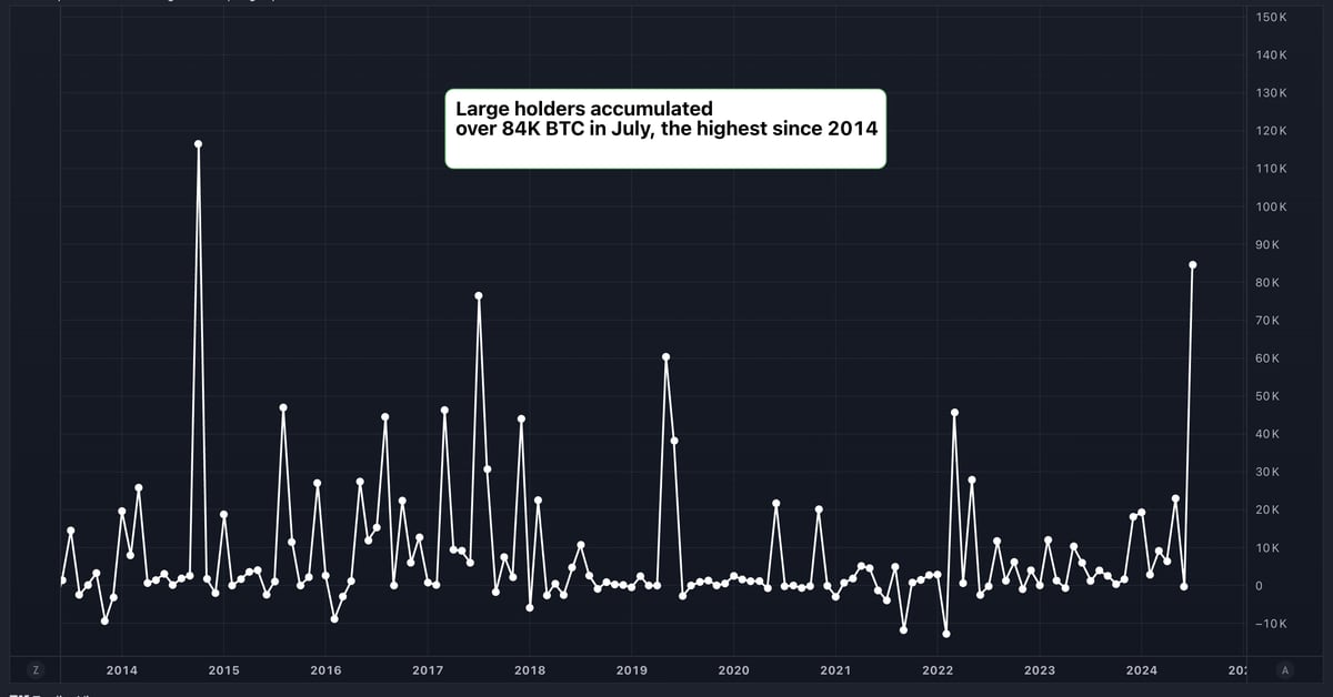 Large holders resorted to strategic accumulation, taking advantage of price dips in July. (IntoTheBlock, TradingView)