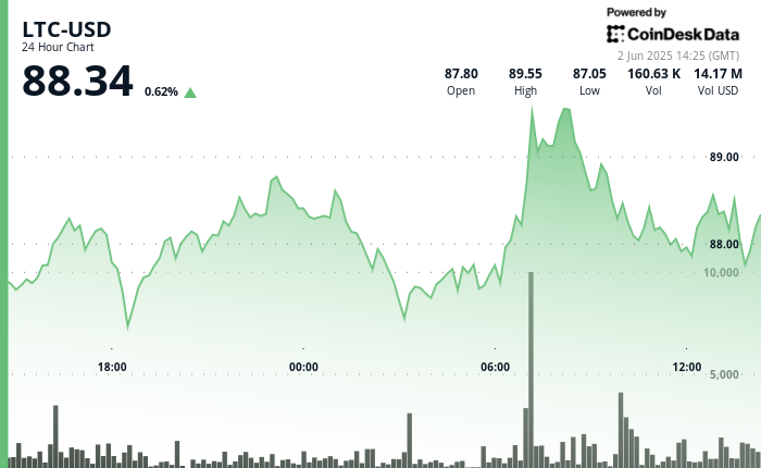 LTC Holds Crucial $87.50 Support Line
