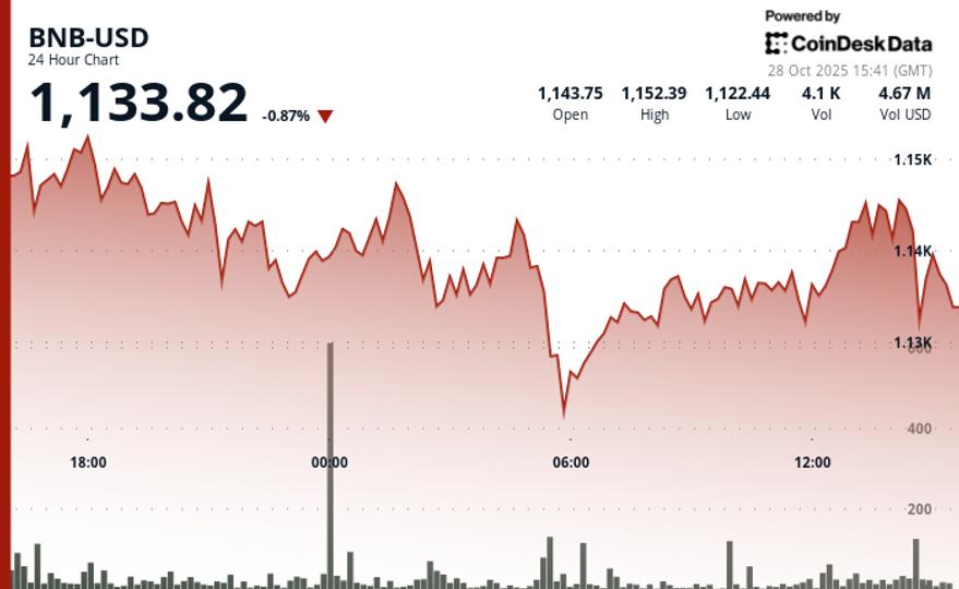 BNB Drops Slightly After $1.65B Token Burn, Eyes Resistance Near $1,150
